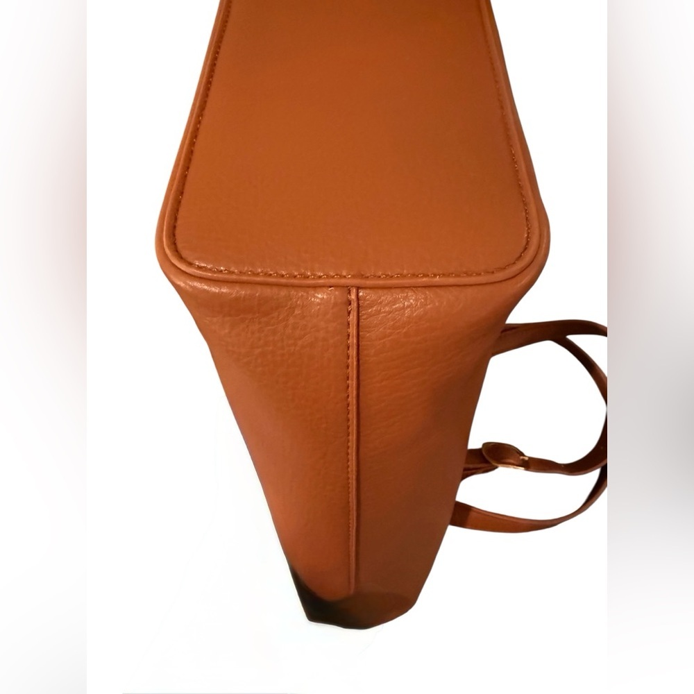 Miztique Cognac Isabelle 2 In 1 Scoop Neck Tote Vegan Leather Removable Pouch - Picture 13 of 16